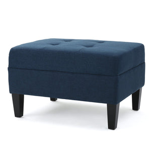 English Elm Christopher Knight Home® - OTTOMAN Navy Blue Fabric Accent Ottoman — Compact 28.25"W x23"D Modern Upholstered Footrest & Extra Seat 57649.00DBL