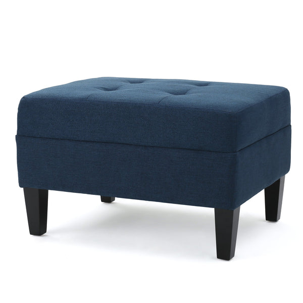 English Elm Christopher Knight Home® - OTTOMAN Navy Blue Fabric Accent Ottoman — Compact 28.25"W x23"D Modern Upholstered Footrest & Extra Seat 57649.00DBL