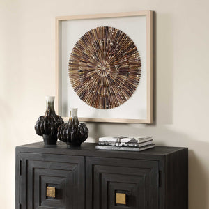 Uttermost Tiger Sea Urchin Handcrafted Coastal Wall Art Pine Frame Linen Accent