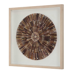 Uttermost Tiger Sea Urchin Handcrafted Coastal Wall Art Pine Frame Linen Accent