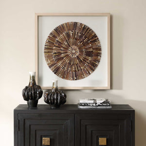 Uttermost Tiger Sea Urchin Handcrafted Coastal Wall Art Pine Frame Linen Accent