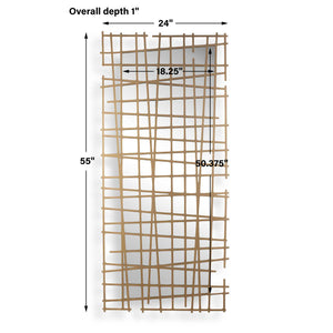 Uttermost Antique Gold Iron Grid Wall Mirror Geometric Statement Piece for Any Room