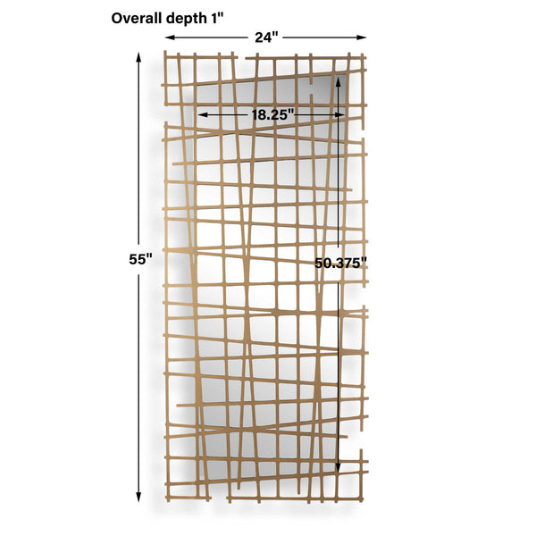 Uttermost Antique Gold Iron Grid Wall Mirror Geometric Statement Piece for Any Room