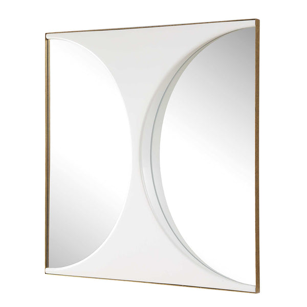 Uttermost Sculptural Mirrored Wall Art White Painted Panel for Modern Living Spaces