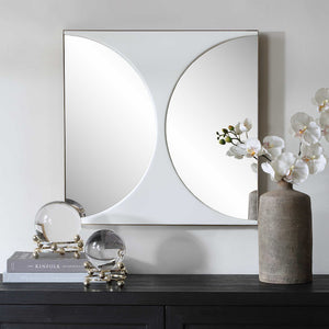 Uttermost Sculptural Mirrored Wall Art White Painted Panel for Modern Living Spaces