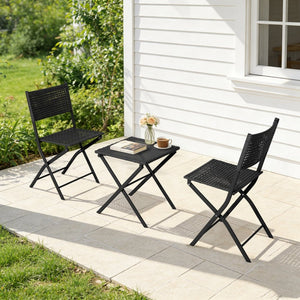 English Elm Patio Folding Bistro Set with E-coated Steel Frame for Balcony Garden Outdoor Dining Black T5880P492161