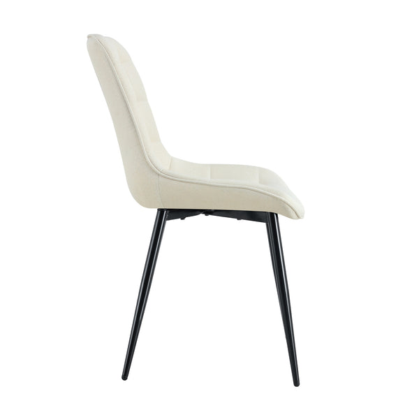 English Elm Modern Creamy White Fabric Dining Chair With Grid Pattern - Stylish, Comfortable & Durable Design W370P207345