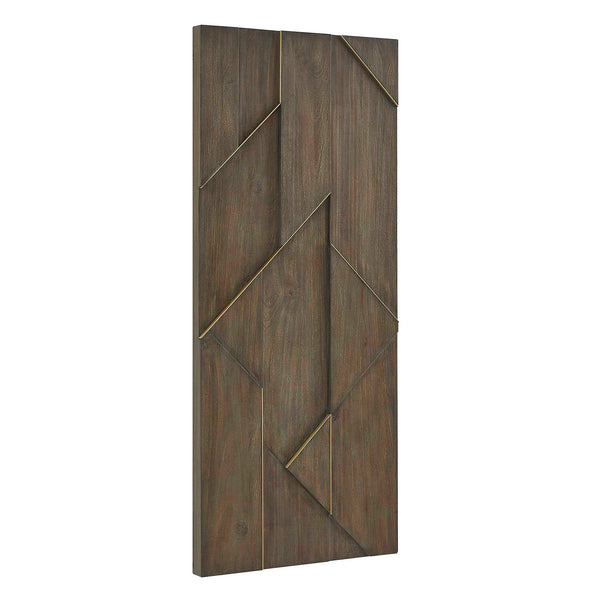Uttermost Hanoi Acacia Veneer Geometric Mosaic Wall Panel with Brass Inlay Accents