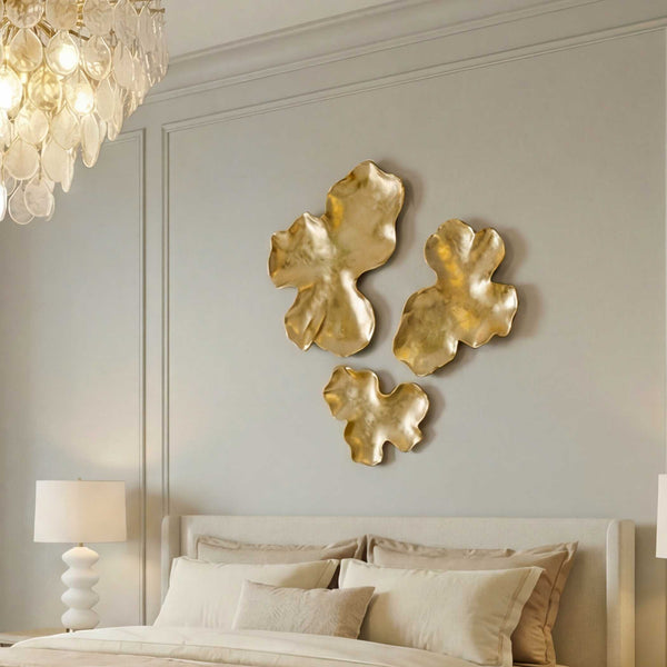 Uttermost Lumina Antique Gold Leaf Resin Sculptural Wall Decor Set of Three