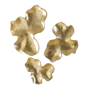 Uttermost Lumina Antique Gold Leaf Resin Sculptural Wall Decor Set of Three