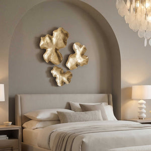 Uttermost Lumina Antique Gold Leaf Resin Sculptural Wall Decor Set of Three