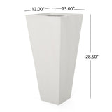 Christopher Knight Home® - Noble House - Ella Outdoor Modern Medium Cast Stone Planter, White