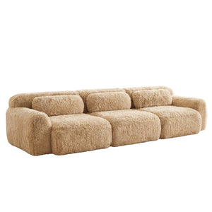 English Elm 114''soft Plush Modular Sectional Sofa with Cloud Cushions for Living Room Theater Light Khaki W714S01567