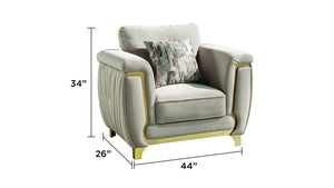 English Elm Leena Contemporary 3Pc Living Room Set With Gold Accents, Plush Cushions & Durable Beige Upholstery B009S01441