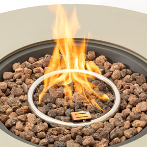 English Elm 36_inch Grey Iron Fire Pit Table with Push-Button Ignition, Adjustable Flame, 10ft Hose & Cover W3131P277176