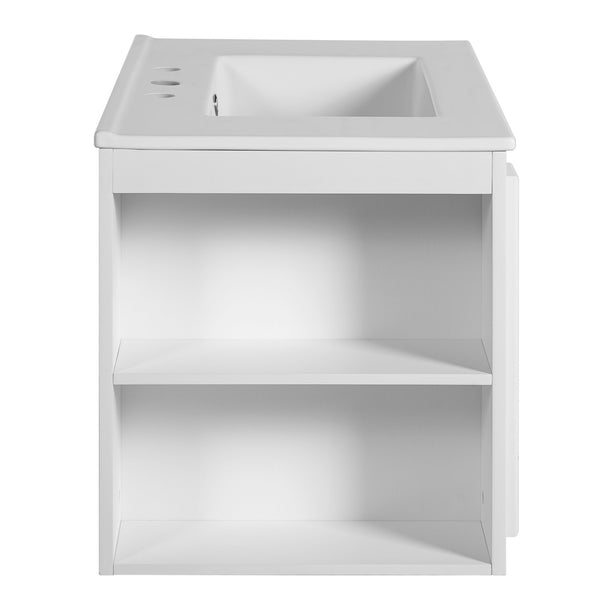English Elm 30'' Wall Mounted Bathroom Vanity with Ceramic Sink, Floating MDF Cabinet, Soft-Close Drawers & Ample Storage White N710P334915K
