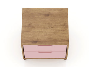 English Elm Rockefeller 20" Stylish Pink Nightstand With 2 Drawers, Metal Legs & Customizable Handles For Modern Homes B365P398167-GIGA