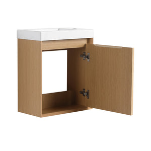 English Elm 18.5" Wall-Mounted Bathroom Vanity With Resin Sink & Soft-Close Door For Smart Space-Saving Design W1972P362127