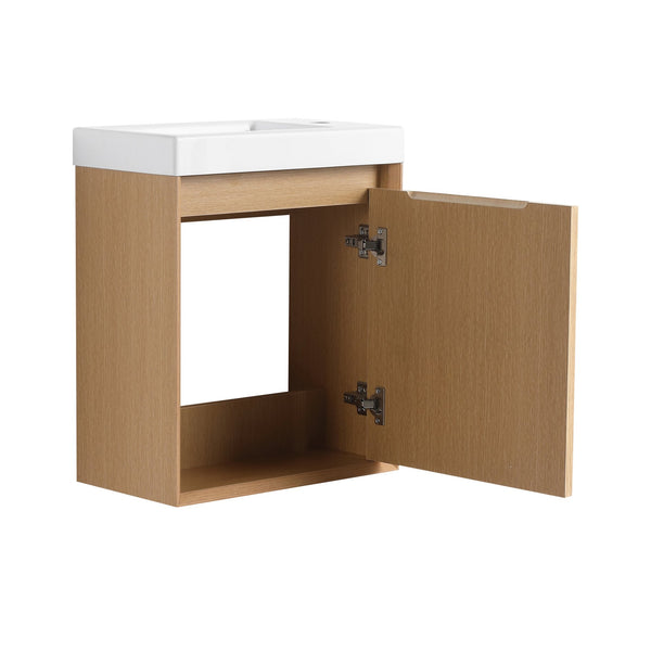 English Elm 18.5" Wall-Mounted Bathroom Vanity With Resin Sink & Soft-Close Door For Smart Space-Saving Design W1972P362127
