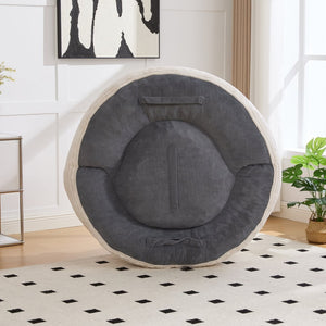 English Elm Bean Bag Sofa Oversized Corduroy Floor Lounge Chair with Armrests Pillows Foam Fill Beige W395P426811