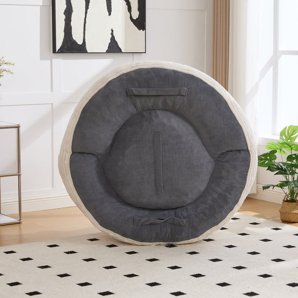English Elm Bean Bag Sofa Oversized Corduroy Floor Lounge Chair with Armrests Pillows Foam Fill Beige W395P426811