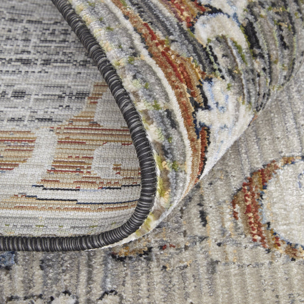 Feizy Rugs Melrose Turkish-crafted Area Rug - Durable, Stain-resistant Textured Weave With Elegant Florals Ivory,Red,Gray Polypropylene,Polyester,Viscose Mel39p2fgryrsth04