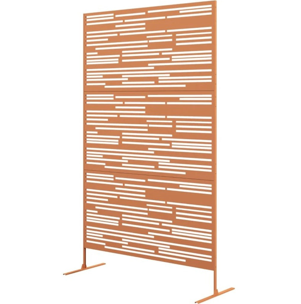 English Elm Metal Powder Coated Steel Trellis Screen Three Panel Rhombus Patio Garden Divider T3971P421218