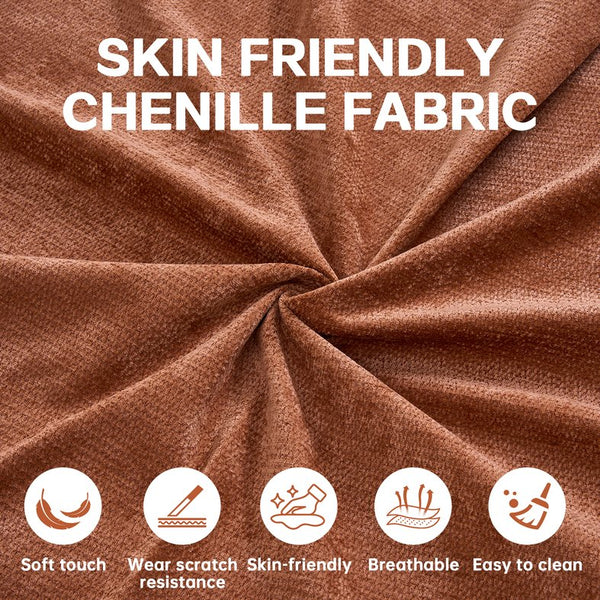 English Elm Modern Floor Sofa with Hidden Quilt & 2 Pillows, Convertible Chenille Foam Sleeper Bed for Small Spaces Caramel W3565P355007