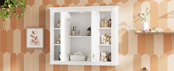 English Elm 36'' Wall Mounted Bathroom Cabinet White Wood Soft Close Double Door Storage N710P358584K