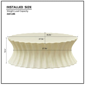 English Elm 35.04 Inch Oval Fiberglass Coffee Table Vintage Distressed Finish for Living Room W876P408744