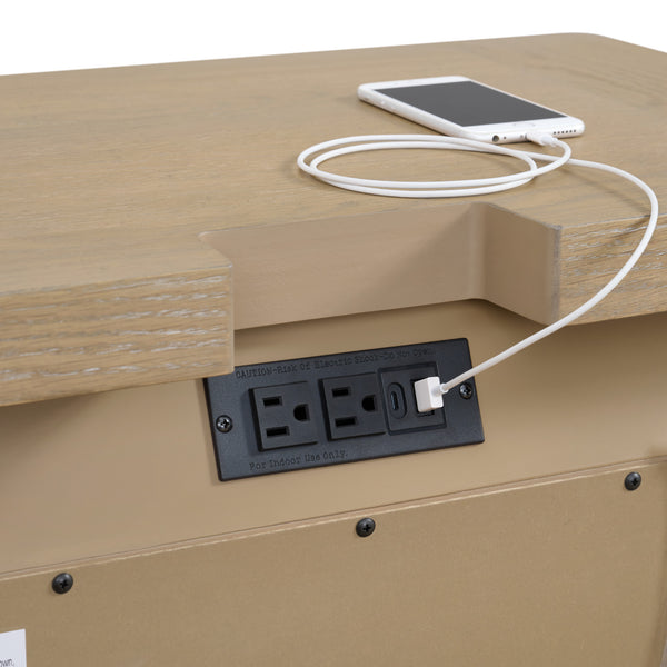 English Elm Wallace & Bay - Tan 3-Drawer Nightstand — Solid Wood Contemporary Sand Dune Finish, Easy-Care Design, 28x17x26" B2709P212301