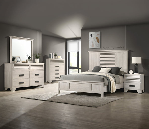 English Elm 1pc Modern 9-Drawer Dresser with Round Knobs, Gunmetal Wood-Pattern Finish, Stylish Bedroom Storage Beige 63.9 L x 19.02 W x 38.39 H B2741P346329