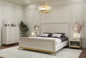 Sunpan Valencia Nightstand - Luxurious Eucalyptus & Oak Design with Brass Hardware for Elegant Bedrooms