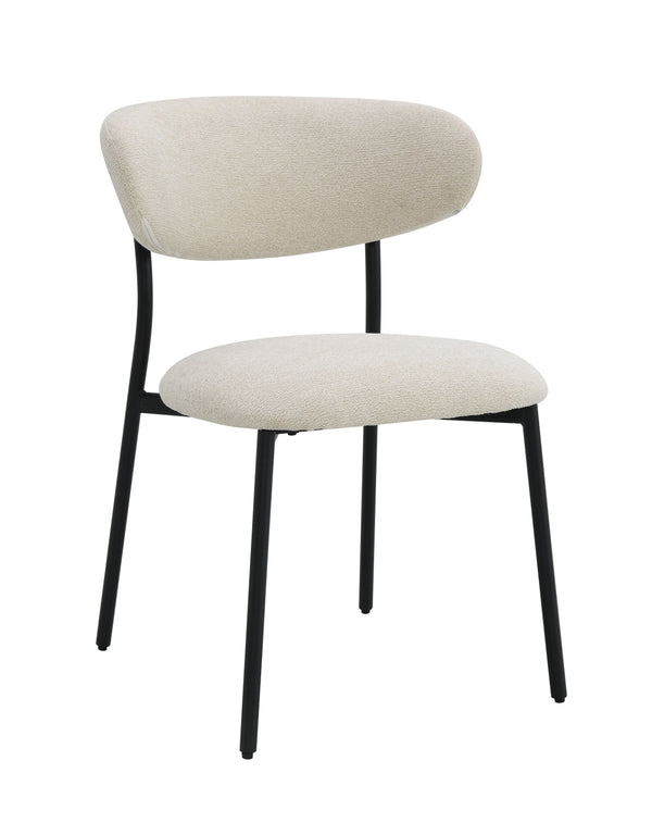 English Elm Jirina Beige Chenille Side Chair Set of 2 — Padded Back & Seat, Folding Arm, Metal Legs, 220lb Capacity B2726P400284