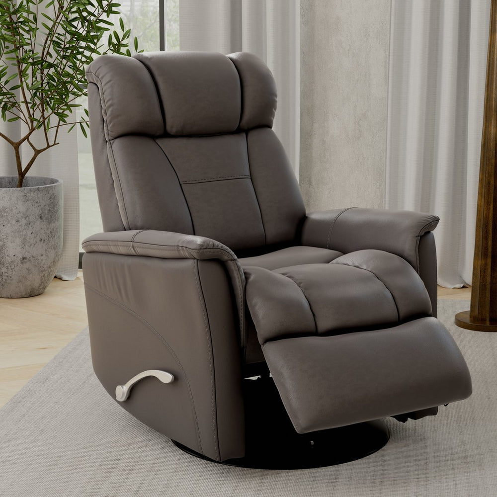 English Elm Global Home Swivel Glider Recliner In Bentley Grey Faux Leather - Adjustable Comfort & Style! B339P323106