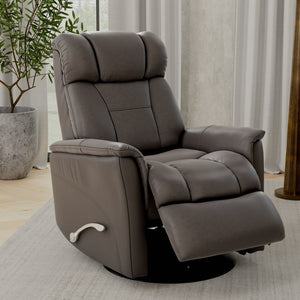 English Elm Global Home Swivel Glider Recliner In Bentley Grey Faux Leather - Adjustable Comfort & Style! B339P323106