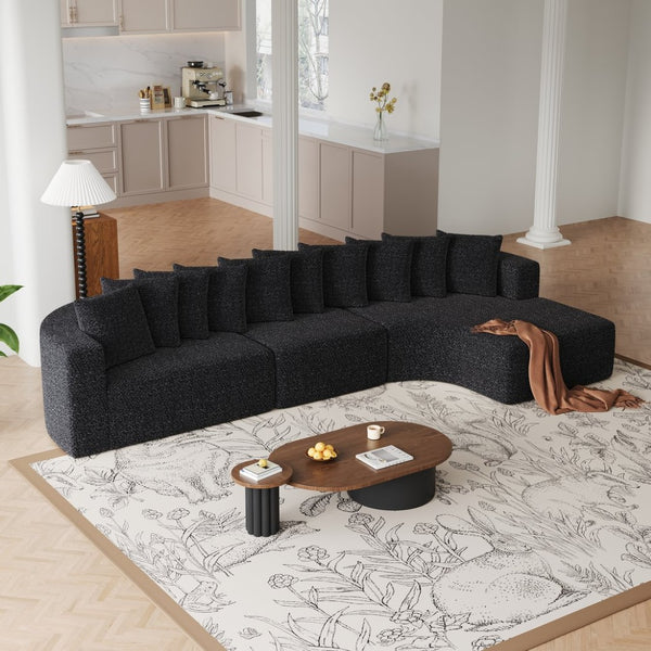 English Elm 131.1-inch Chenille Cloud Sectional with Memory Foam Curved Modular Living Room Sofa W3505S00013