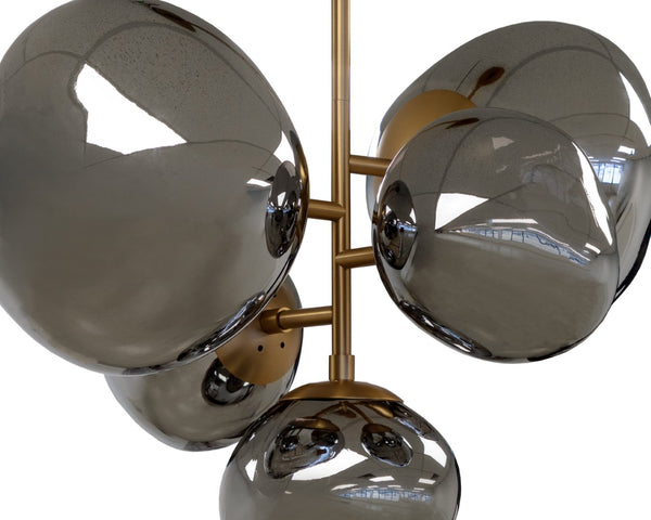 Sunpan DIONIS Pendant Light - Hand-Blown Glass Globes & Brushed Gold Fixture for Elegant Home Illumination 112632