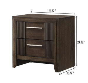 English Elm 1pc Modern 2-Drawer Nightstand with Wood-Pattern Fronts and Round Knobs, Sleek Gunmetal Finish Brown 27 L x 19.5 W x 27 H B2741P346359