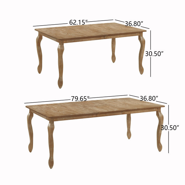 English Elm Christopher Knight Home® - EXT. EXT. DINING TABLE with French Country Cabriole Legs, Butterfly Leaf Expandable Rustic Chic 79.65" Natural N771P355876G