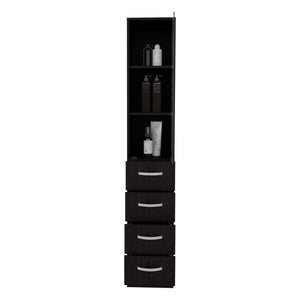 English Elm Vanguard Modern Linen Cabinet Black – 3 Open Shelves, 4 Drawers, MDF Craftsmanship, Easy Assembly, Compact Storage B070P337157