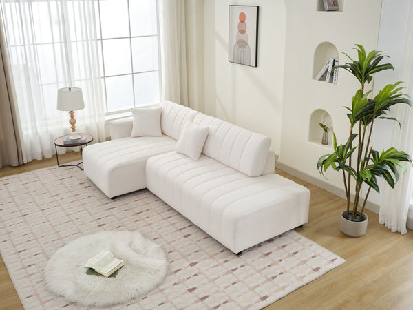 English Elm Scandinavian Channel Tufted L Shaped Sectional Sofa with Plush Foam Cushions B2730S00040