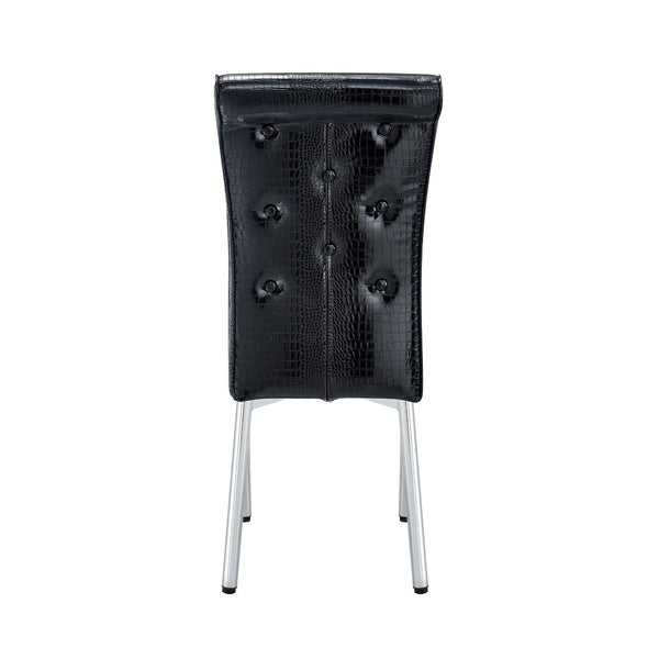 English Elm Set of 4 Glam Faux Leather Dining Chairs with Crystal Buckle and Gold Tone Legs Black W3226P311056