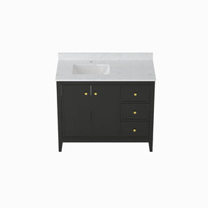 English Elm 24" Freestanding Bathroom Vanity with Countertop Soft Close Storage Melamine Cabinet T3785P442256