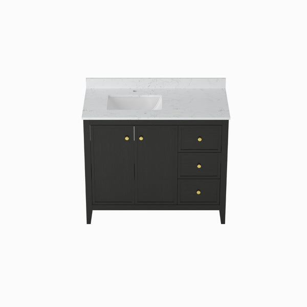 English Elm 24" Freestanding Bathroom Vanity with Countertop Soft Close Storage Melamine Cabinet T3785P442256