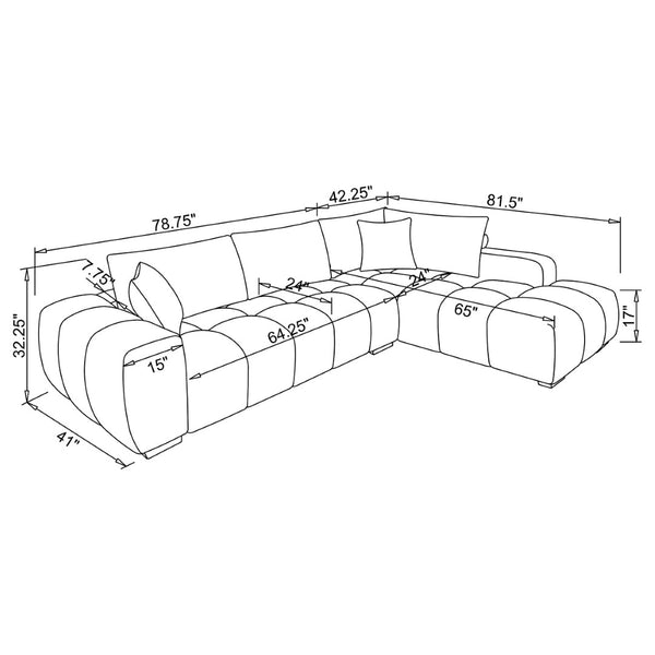 English Elm Florence Amber Tufted L-shaped Sectional with Pocket Coil Seating for Living Rooms B062S01440