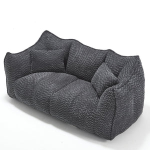 English Elm Soft Plush Foam Beanbag Chair for Two People, Square Recliner Sofa With Superfiber Comfort Embrace Black W1996P252276