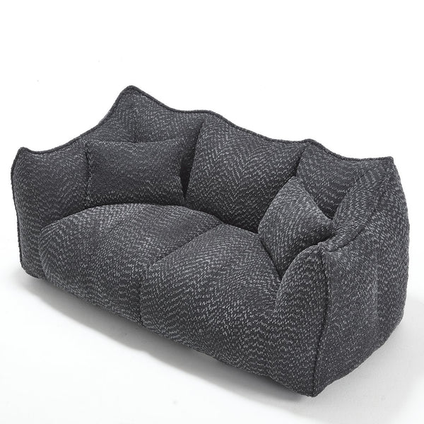 English Elm Soft Plush Foam Beanbag Chair for Two People, Square Recliner Sofa With Superfiber Comfort Embrace Black W1996P252276