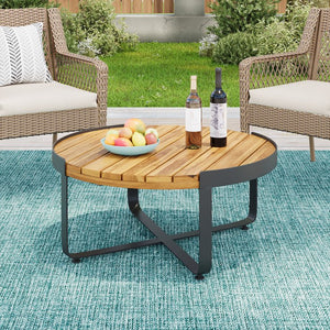 English Elm Christopher Knight Home® - ISAAC Teak Coffee Table with Powder-Coated Metal Frame, Acacia Wood Top, Modern Industrial 31.5" square 69567.00