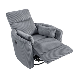 English Elm Gray Corduroy Swivel Glider Recliner Chair - Plush Upholstery, 360° Swivel, Smooth Recline, 34"x36" B011P383304